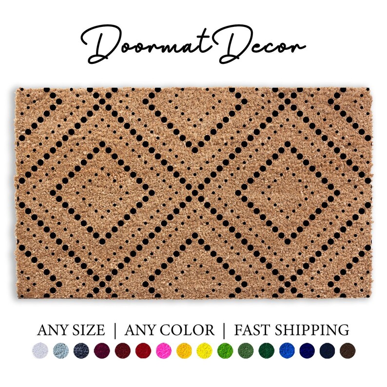 Dotted Diamond Pattern Doormat Flocked Coir Doormat Outdoor Etsy