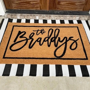 Personalized Coir Doormat  Welcome Mat for Double Doors  Unique Engagement  Wedding Gift