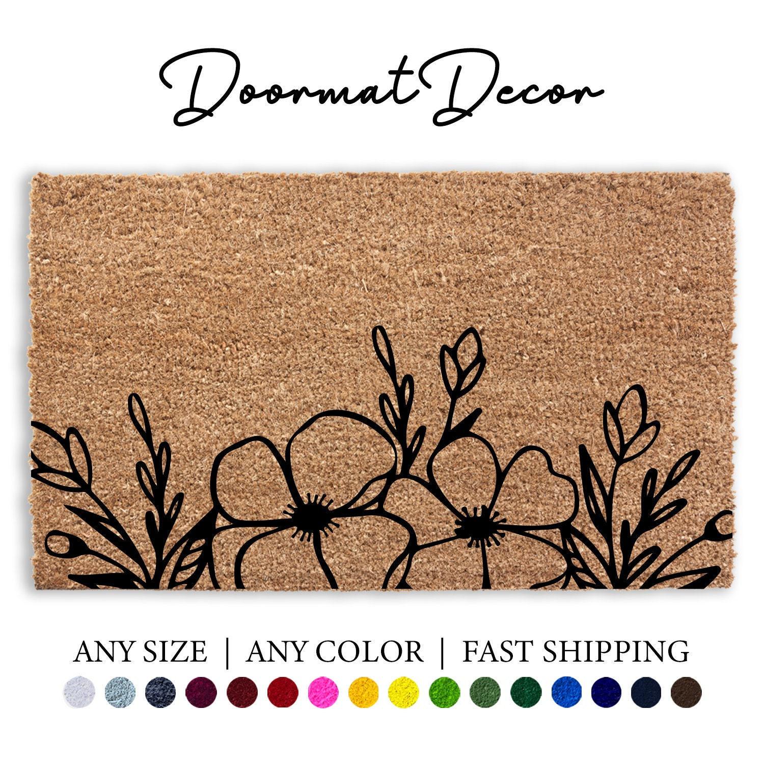 Spring Floral Coir Doormat  Perfect Engagement  Wedding Gift Outdoor Welcome Mat for Home Decor