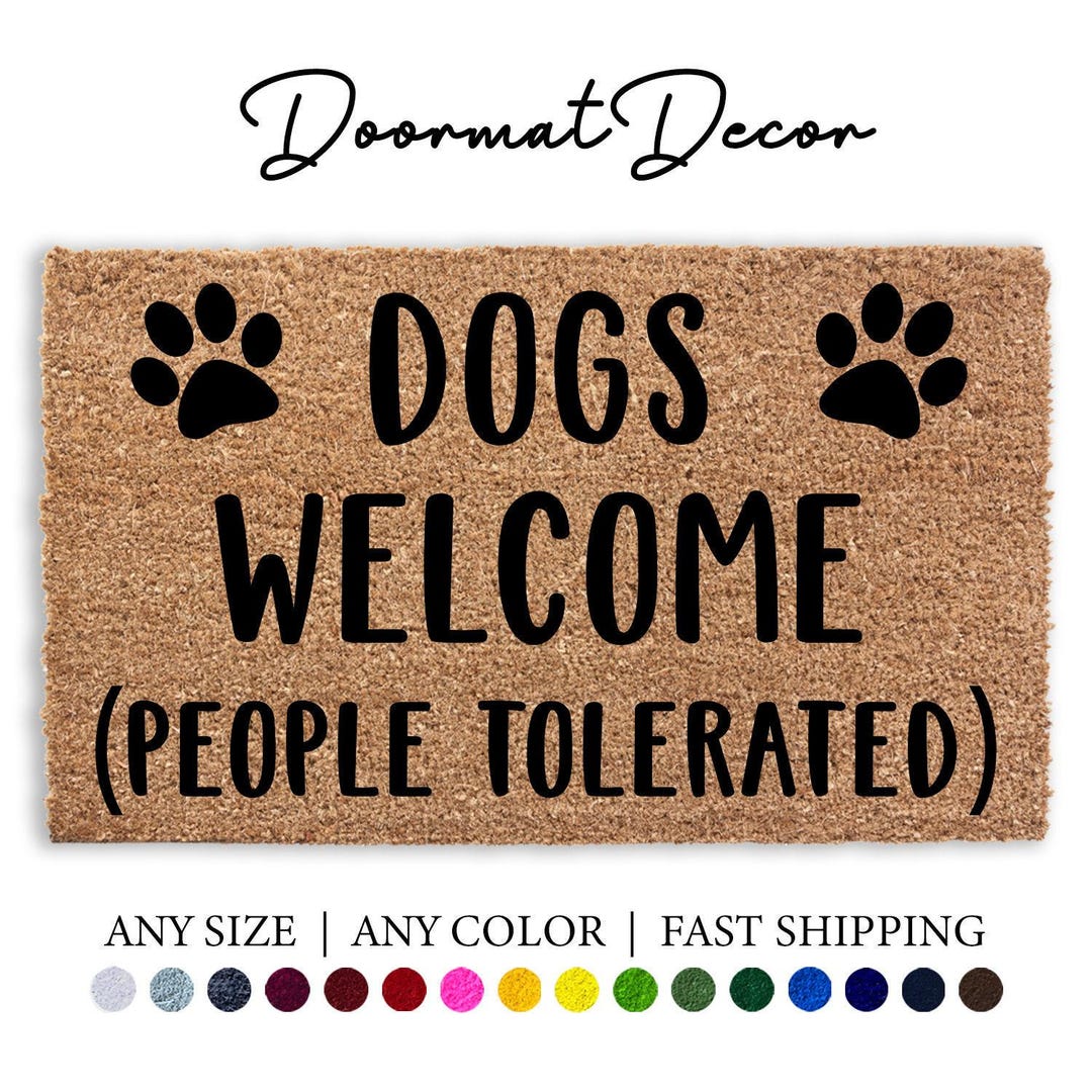 Dogs Welcome Doormat Paw Print Outdoor Rug for Pet Lovers Funny ...