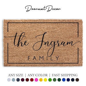 Personalized Coir Doormat  Custom Welcome Mat for Engagement or Wedding Gift  Stylish Outdoor Rug for Double Doors