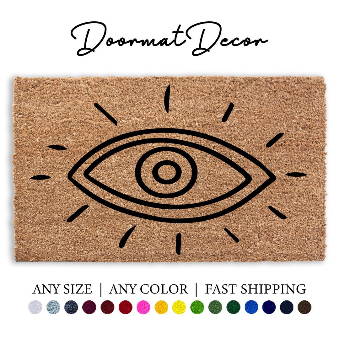 Evil Eye Doormat, Flocked Coir Door Mat, Outdoor Entryway Mat