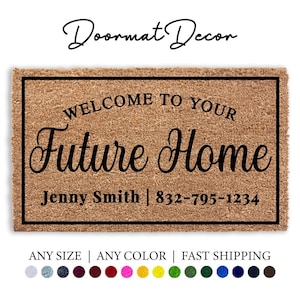 Welcome Home Doormat  Open House Gift for New Homeowners  Outdoor Welcome Mat Closing Gift