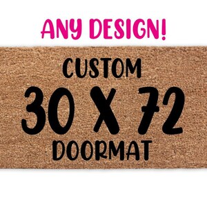 Custom 30x72 Doormat - Personalized Double Door Mat Business Logo Rug Large Flocked Coir Welcome Mat