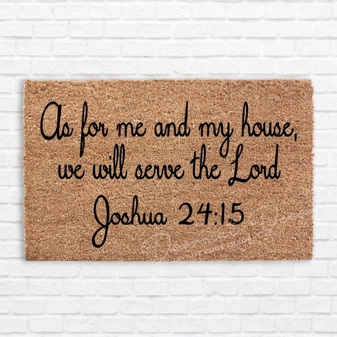 Felpudo personalizado de fibra de coco con versículo bíblico As