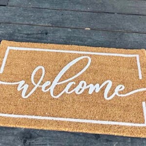 Welcome Doormat  Flocked Coir Outdoor Mat  Custom Housewarming Gift