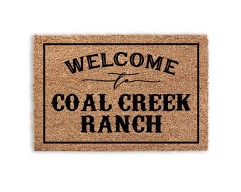 Custom Ranch Farm Cattle Brand Doormat, Personalized Brand Logo Door Mat, Flocked Coir Outdoor Welcome Mat Gift, Hunting Fishing