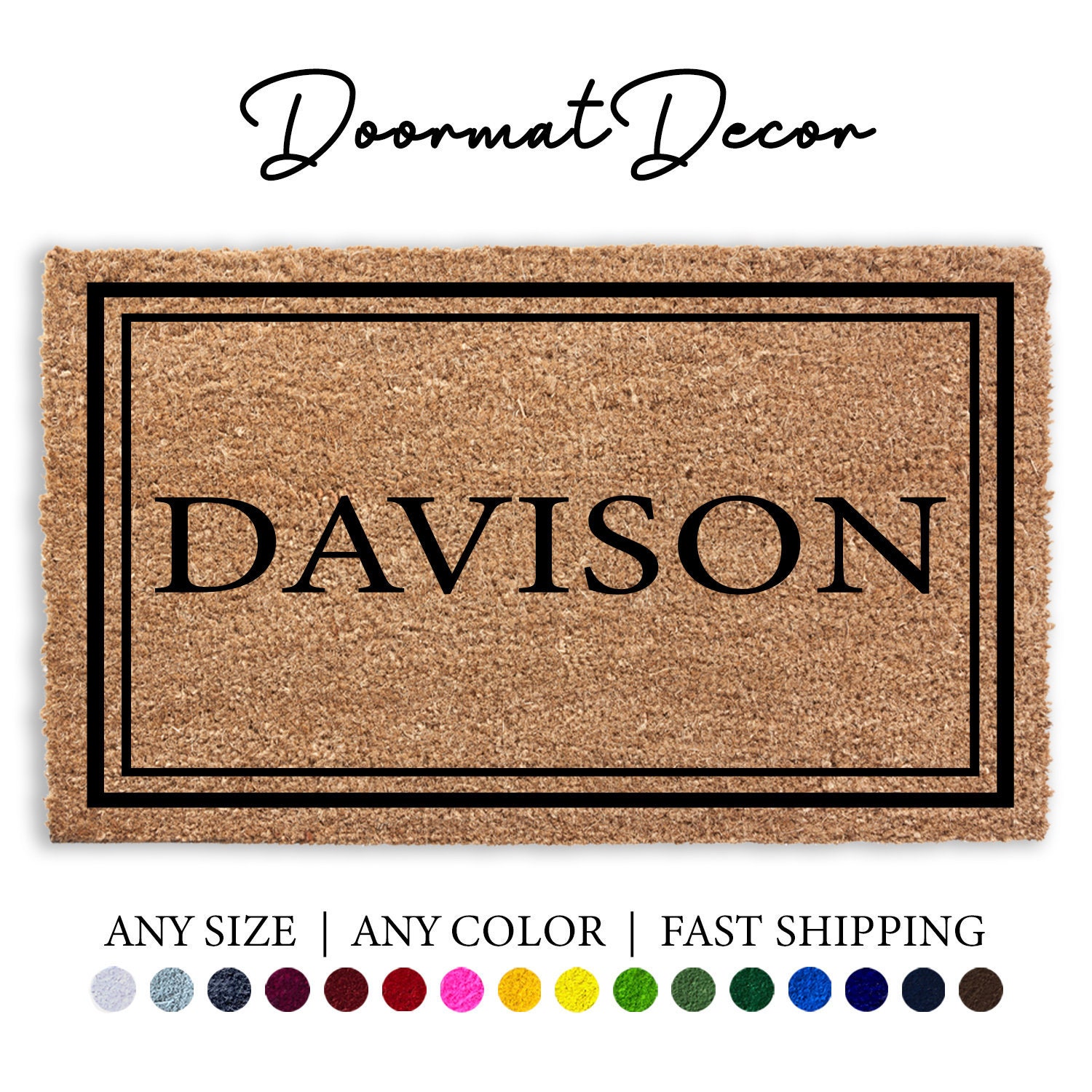 Monogram Last Name Personalized Doormat Flocked Coir Door Etsy UK