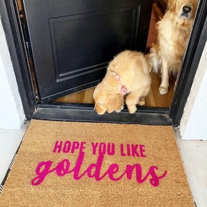 Hope You Like Goldens Doormat, Golden Retriever Dog Pet Door Mat, Outdoor Welcome Mat Rug, Print Paw Print Pet Lover, Animal Puppy Gift