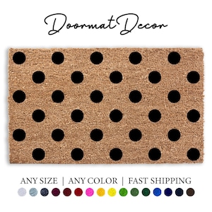 Polka Dot Welcome Doormat Custom Flocked Coir Rug Personalized Entryway Decor