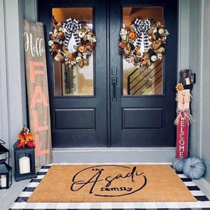 Flocked Coir Doormat - Custom Welcome Mat for Engagement  Wedding Gifts Outdoor Rug for Double Doors