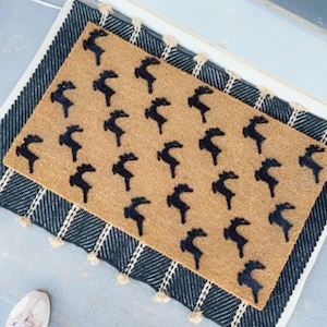 Reindeer Pattern Doormat Custom Personalized Holiday Rug Christmas Outdoor Welcome Mat