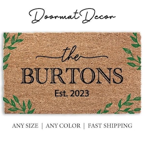 Spring Flower Doormat Custom Name Outdoor Welcome Mat Colorful Floral Gift