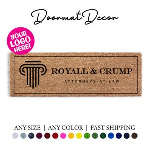 Custom Law Firm Doormat  Personalized Lawyer Gift Business Logo Rug Flocked Coir Mat