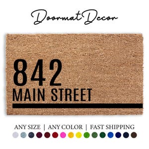Address Doormat Flocked Coir Outdoor Mat Personalized Welcome Gift for Housewarming image 1