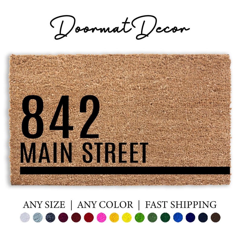 Address Doormat Flocked Coir Outdoor Mat Personalized Welcome Gift for Housewarming image 1