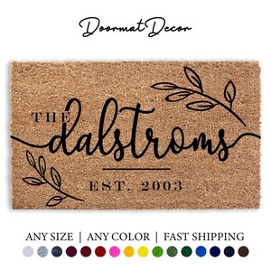 Personalized Coir Doormat Welcome Mat for Engagement or Wedding Gift Outdoor Rug for Double Doors