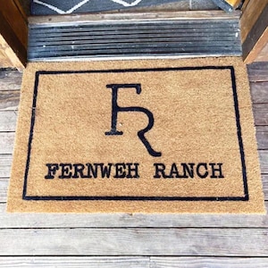 Custom Cattle Brand Doormat Personalized Outdoor Welcome Mat Gift Ranch Farm Style