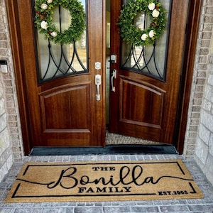 Coir Doormat Custom Welcome Mat for Engagement or Wedding Gift Outdoor Rug for Double Doors