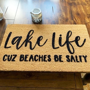 Lake Life Doormat  Funny Outdoor Welcome Mat Custom Personalized Rug Beach Themed Decor