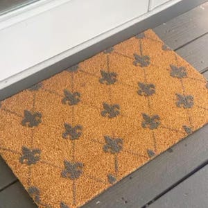 Fleur De Lis Doormat - Entryway Coir Welcome Mat Custom Outdoor Rug for Housewarming Gift