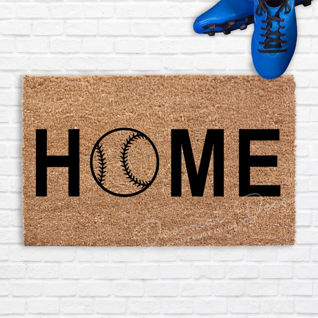 Home Baseball Softball Doormat, Sports Team Gift, Outdoor Mat