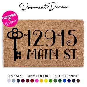 Custom Address Doormat  Personalized Street Numbers  Key Welcome Mat  Unique Moving Gift