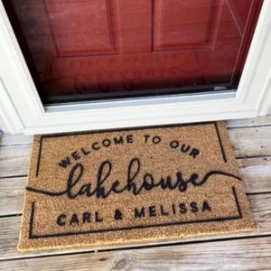 Lake Welcome Doormat  Custom Outdoor Mat for Lake House Decor  Perfect Gift for Lake Lovers