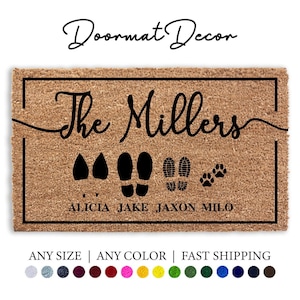 Personalized High Heel Paw Print Doormat Custom Flocked Coir Welcome Mat Perfect Engagement or Wedding Gift