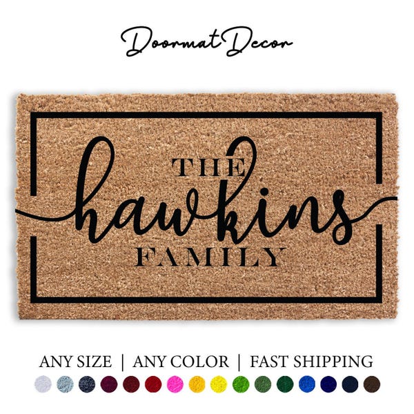 Coir Doormat  Welcome Mat for Engagement  Weddings  Custom Outdoor Rug Double Door
