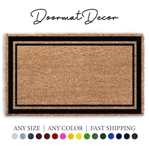 Double Border Doormat Flocked Coir Outdoor Mat Black Border Rug Ideal Housewarming Gift