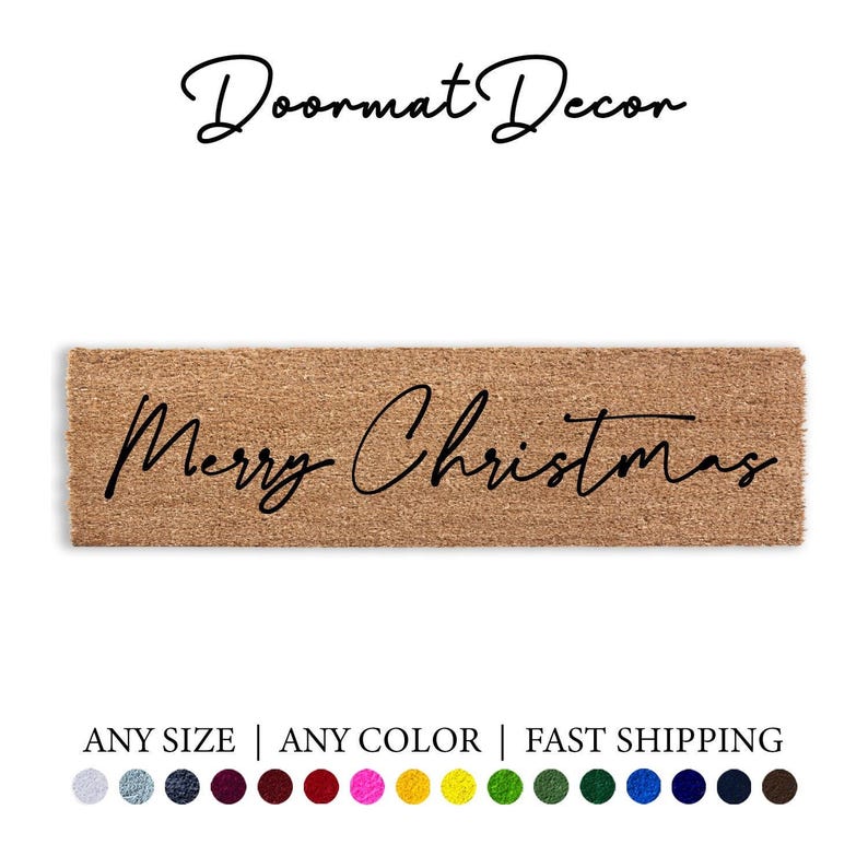 Merry Christmas Doormat Flocked Coir Welcome Mat Holiday Decor for Front Door Perfect Christmas Gift image 2