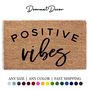 Positive Vibes Deurmat Gevlokt Kokos Buitenmat Custom Housewarming Cadeau
