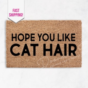 Cat Hair Doormat - Funny Welcome Mat for Pet Lovers Cute Kitten Entryway Decor Perfect Gift