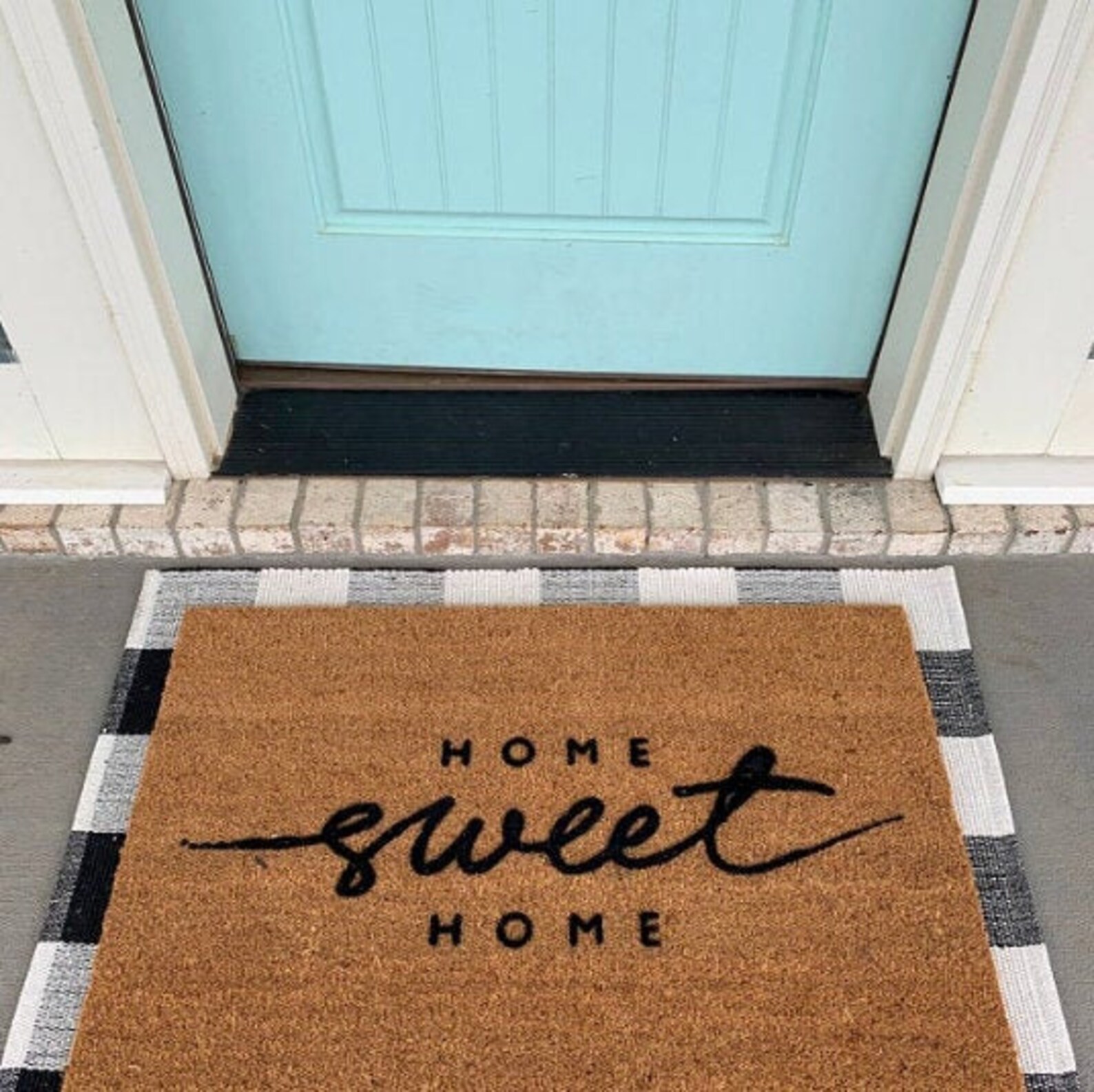 Home Sweet Home Doormat Flocked Coir Outdoor Mat Etsy
