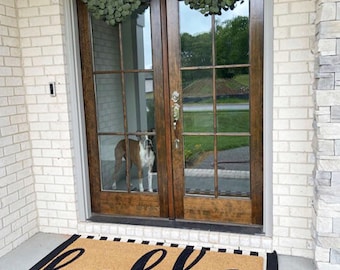 Coir Doormat - Hello Cursive Script Welcome Mat for Home Housewarming Gift Outdoor Rug