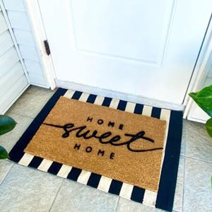 Home Sweet Home Doormat  Custom Coir Welcome Mat  Perfect Housewarming Gift