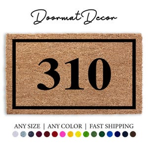 Address Doormat, Flocked Coir Door Mat, Outdoor Custom Welcome Mat, Personalized Street Address Numbers, Housewarming,  Client Gift