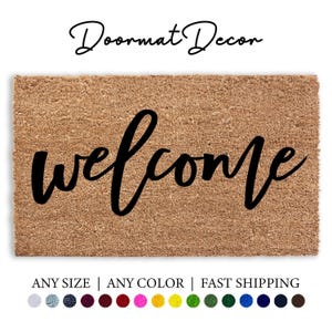 Welcome Doormat  Flocked Coir Outdoor Mat 3x5 Feet  Custom Rug for Porch  Patio