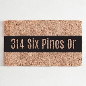 Custom Address Doormat Personalized Outdoor Welcome Mat FLOCKED COIR Perfect Housewarming Gift