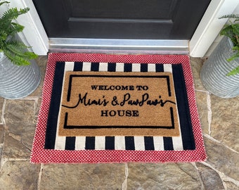 Personalized Welcome To Grandparents House Doormat, Custom Grandma Grandpa Door Mat Rug Gift, Mimi Papa Meemaw Peepaw, Gift From Grandkids