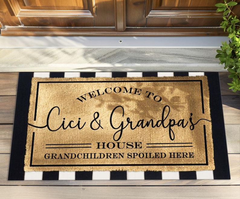 Personalized Grandparent Doormat - Grandchildren Spoiled Here Custom ...
