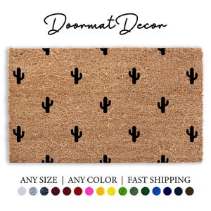 Cactus Pattern Coir Doormat Personalized Outdoor Welcome Mat Rug Succulent Design