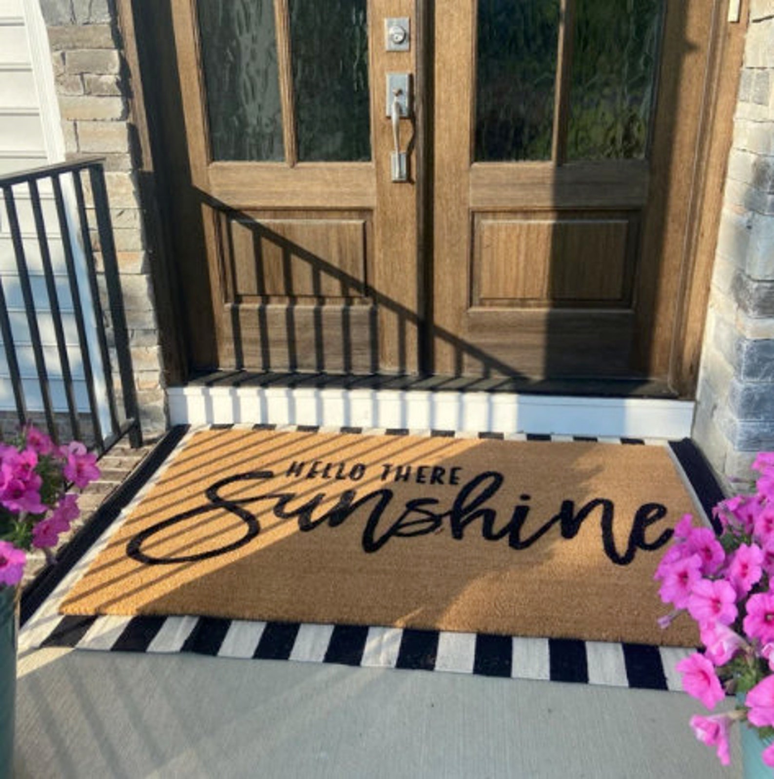 Hello Sunshine Doormat Flocked Coir Outdoor Mat Etsy