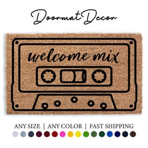 Welcome Mix Tape-deurmat Grappig cassettetapijt voor muziekliefhebbers Gepersonaliseerd interieur
