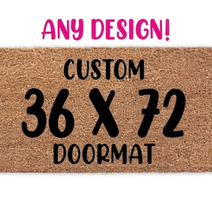 Custom 36x72 Doormat  Personalized Welcome Mat for Double Doors  Large Flocked Coir Rug with Business Logo