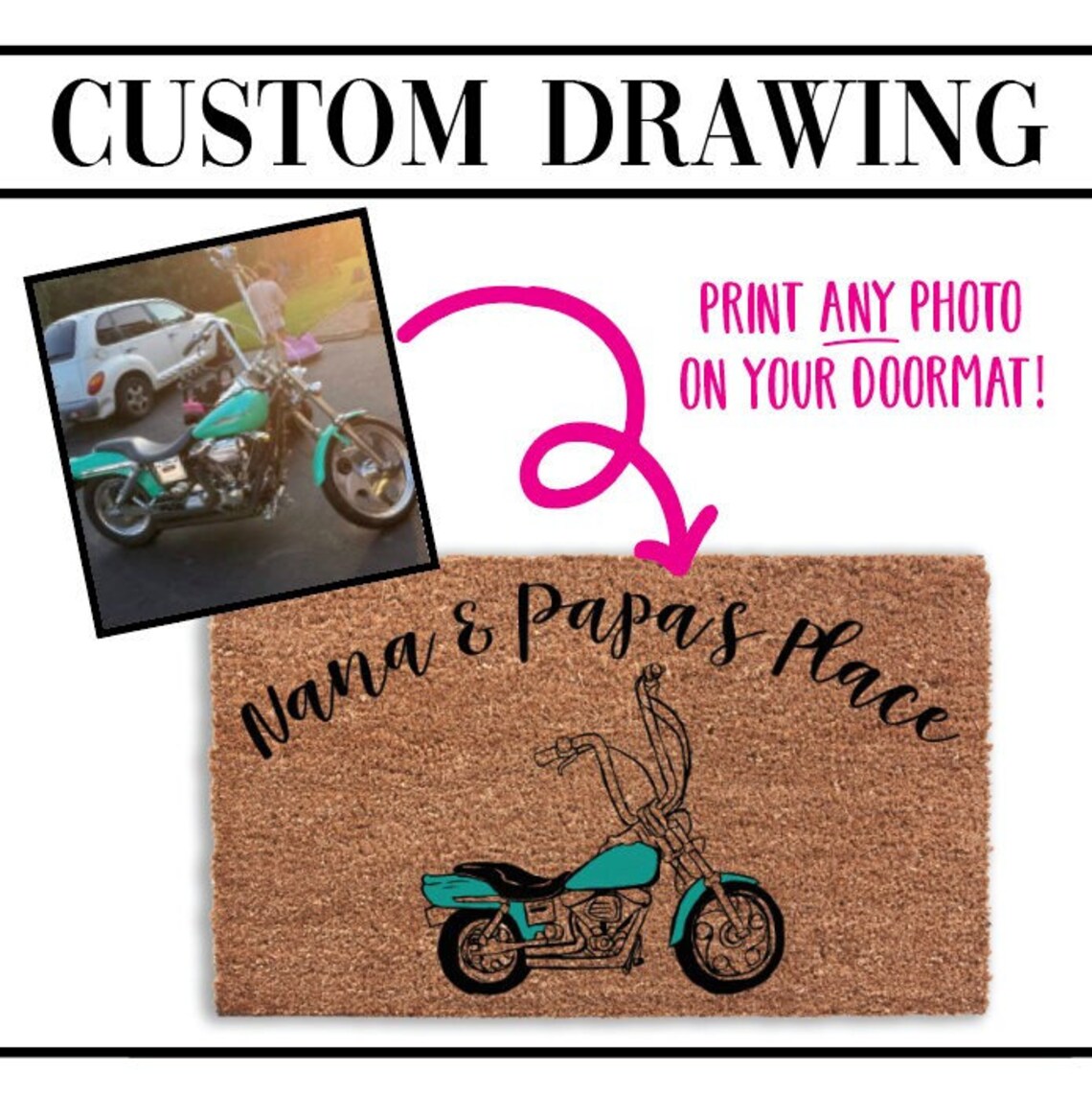 CUSTOM DRAWING Doormat Custom Sketch of Photo Door Etsy