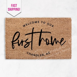 Personalized Coir Doormat for New Home  Custom Welcome Mat  Housewarming  Wedding Gift