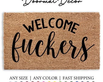 Welcome Doormat  Funny Flocked Coir Mat  Custom Housewarming Gift