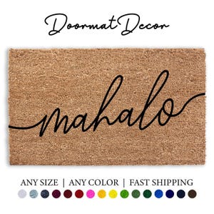 Mahalo Hawaiian Doormat - Custom Outdoor Welcome Mat for Housewarming  Beach Decor Gift